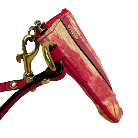 Coach Abstract Op Art Wristlet in a multi-coral pink - Picture 3 of 4